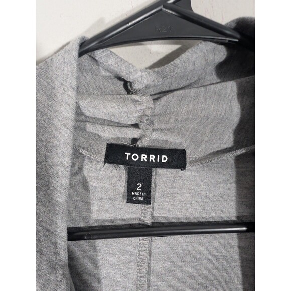 Torrid Womens Grey Brushed Ponte Drape Front Cardigan Plus Sz 2X Mature Modest - Picture 3 of 8